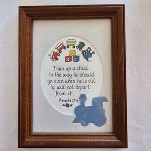Framed Calligraphy Scripture Verse - Proverbs 22:6 w/ Train & ABC Decor